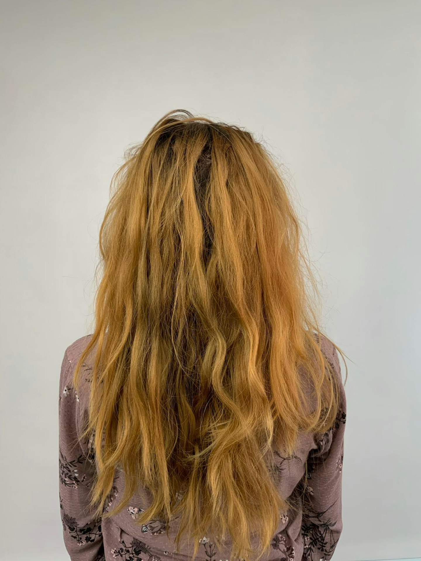 Vorher: Haar vor der Coloration mit BUYNATURE Haarfarbe